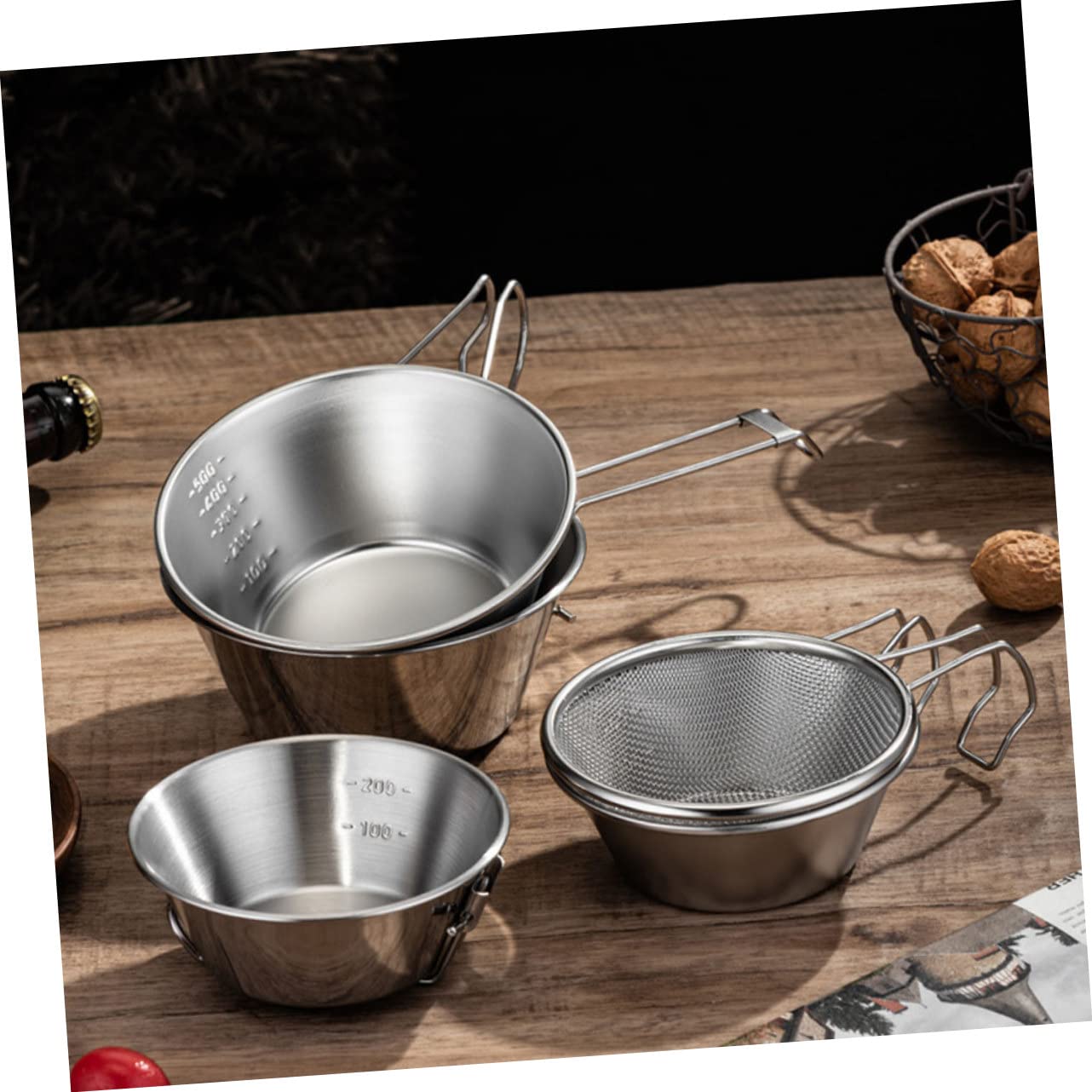 UPKOCH Camping Schalen Rostfreie Multizweck Schalen mit Tragetasche Faltbare Camping Geschirr für Outdoor Aktivitäten und Robust für Picknick und Kochgeschirr