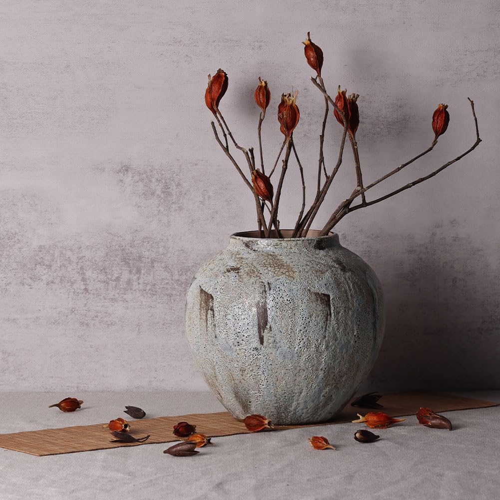 Rustikale Keramikvase Im Bauernhaus-Stil – 20,6 Cm Hoch, Terrakotta-Optik, Für Trockenblumen, Pampasgras & Deko