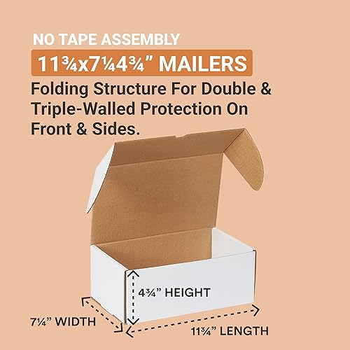 Miniatura 2 de Box USA Cajas de envío medianas de 11.75 pulgadas de largo x 7.25 pulgadas de ancho x 4.75 pulgadas de alto, paquete de 25 cajas de cartón corrugado
