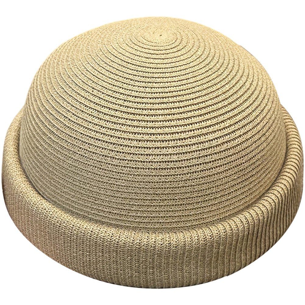Chapeau de paille japonais melon beige sans bord pour l'été style hip-hop unique