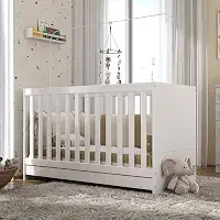 Berço 3 em 1 vira cama com Colchão Incluso Elza Multimóveis Branco