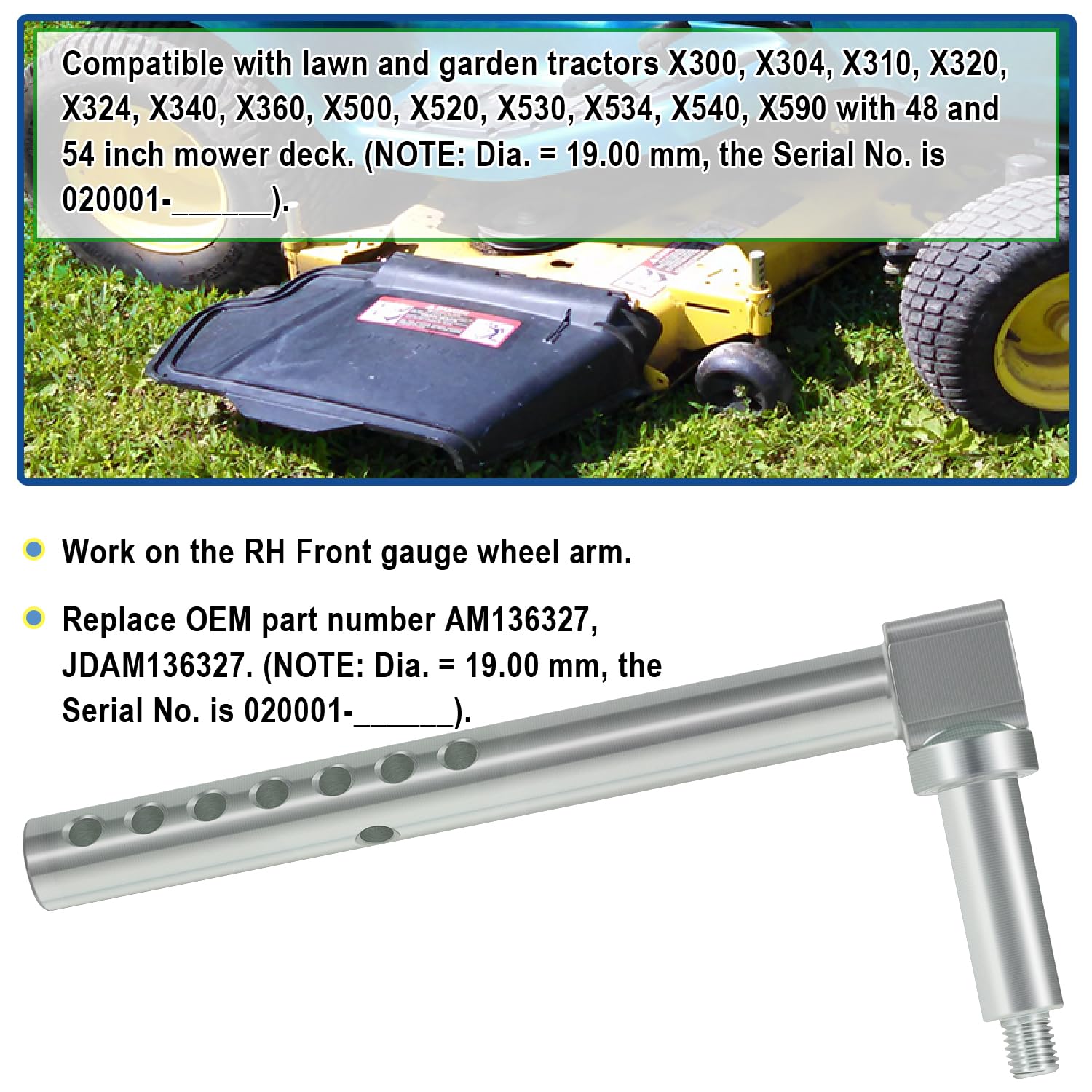 Amazon.com: Mower Deck Gauge Wheel Arm Equipment RH Front AM136327
