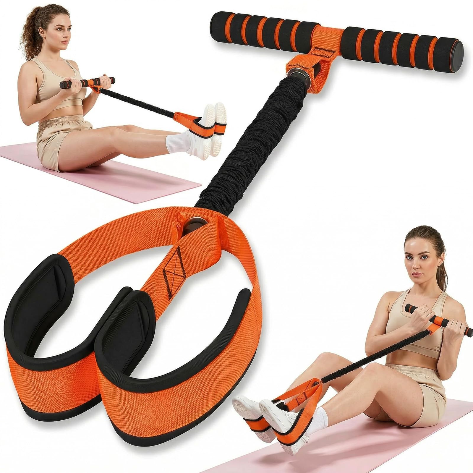 FOLAI Upgraded Multifunctional Resistance Band, Home Strength Training, Pilates, and Yoga Gear, Suitable for Men and Women’s Fitness Equipment Abs, Arms, and Legs Workouts (Orange)