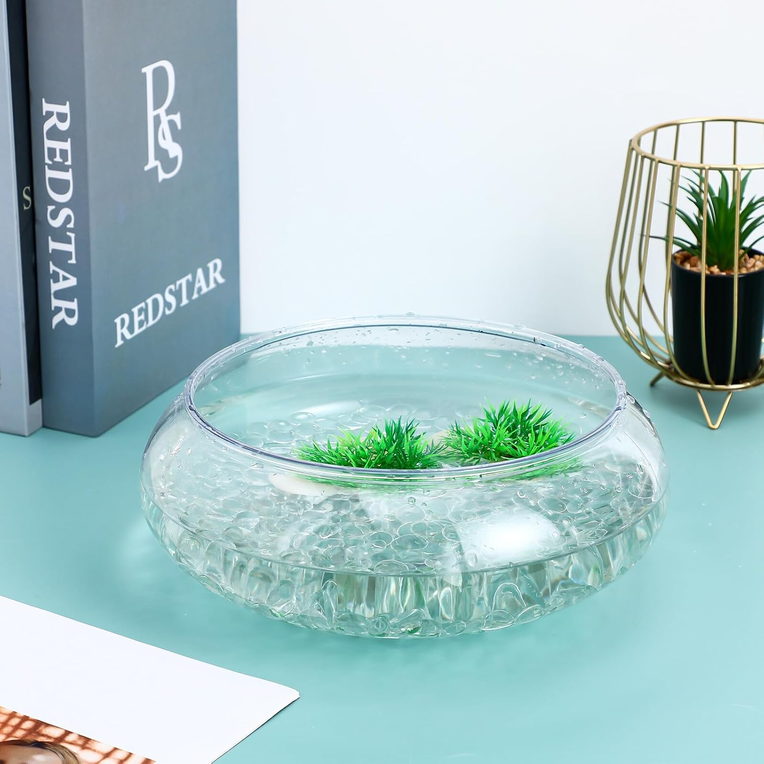 Clear Flat Glass Beads for Vases Transparent Smooth Decorative Pebbles Sturdy Aquarium Vase Fillers Garden Decor Craft Stones