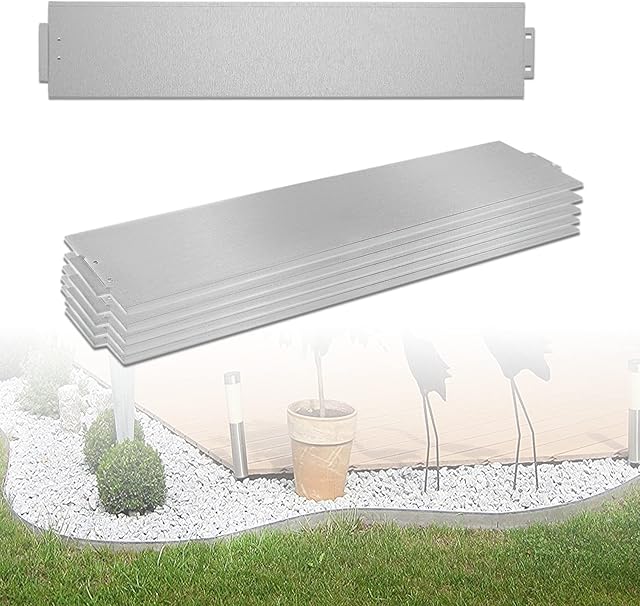 LARS360 lawn edging metal lawn edging galvanised mowing edge, metal flower bed edging  silver splice arrangement