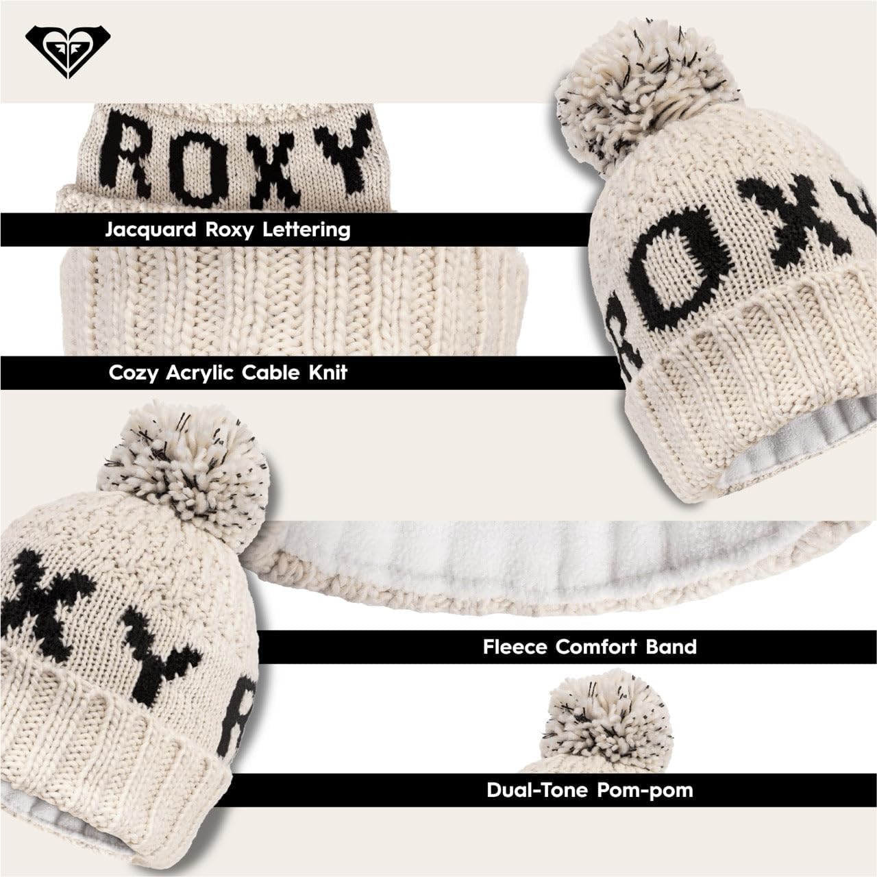 Roxy Women's Tonic Beanie - Stylish and Cozy Winter Hat - Premium Quality, Snug Fit, and Trendy Colors - Perfect for Outdoor Activities, One Size, Buttercream