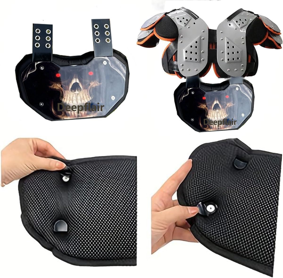 Sports Football Back Plate Curved Design Football Lower Back Protect Sports Protective Accessories Devil Pattern for Kids & Adults