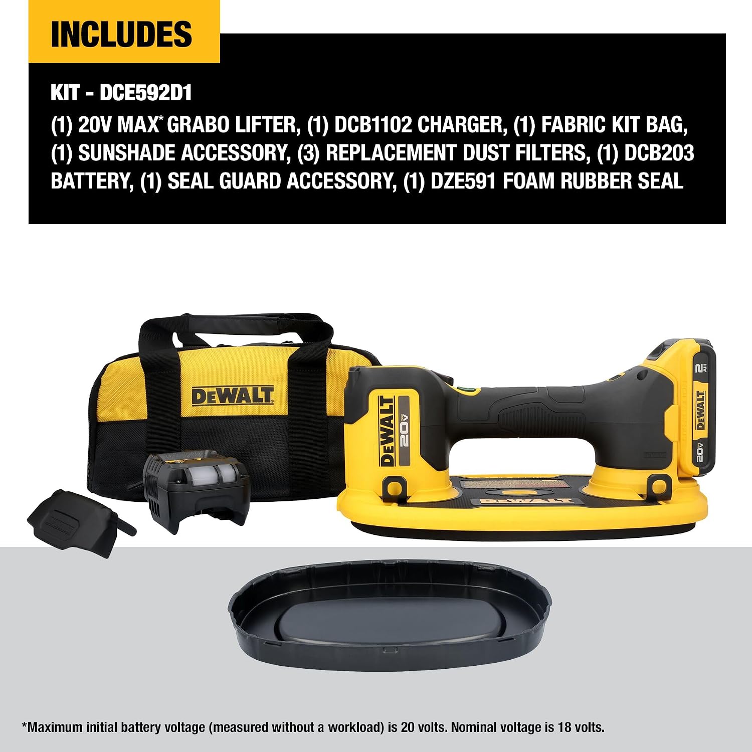 DEWALT 20V MAX Cordless GRABO Suction Lifter Kit with Battery and Charger Included, Lift-load Capacity of Up to 265 lbs. (DCE592D1) image 3