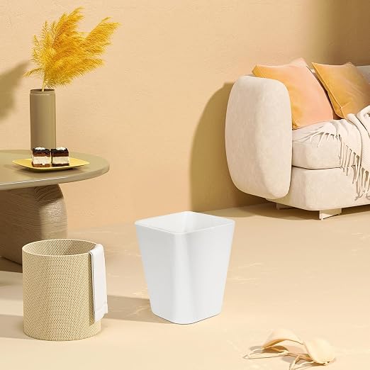 Bote de basura pequeño plástico 1.8 gal blanco miniatura 6