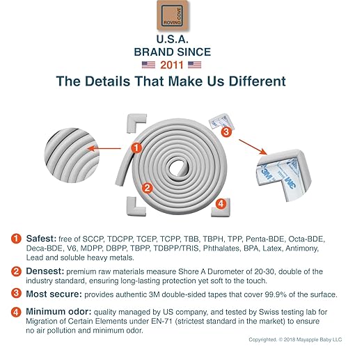 Miniatura 90 de Roving Cove "borde y Esquina Cojín de seguridad pre-taped esquinas; Premium childproofing Edge Corner Guardia – Niño seguridad seguridad en el hogar