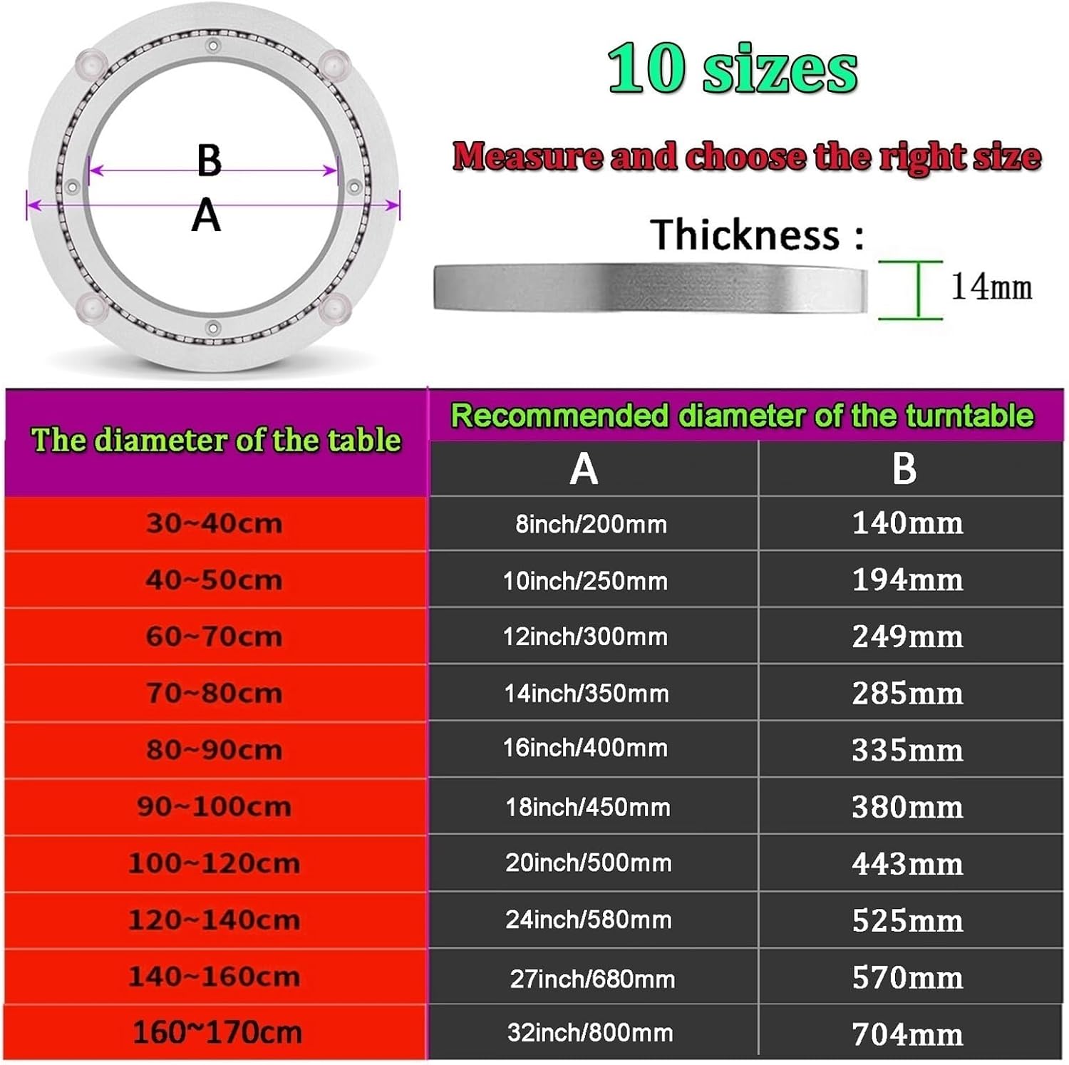 Swivel Turntable Heavy Duty Aluminium Alloy,Lazy Susan Bearing Rotating,Round Smooth Hardware(200mm (8 inches))