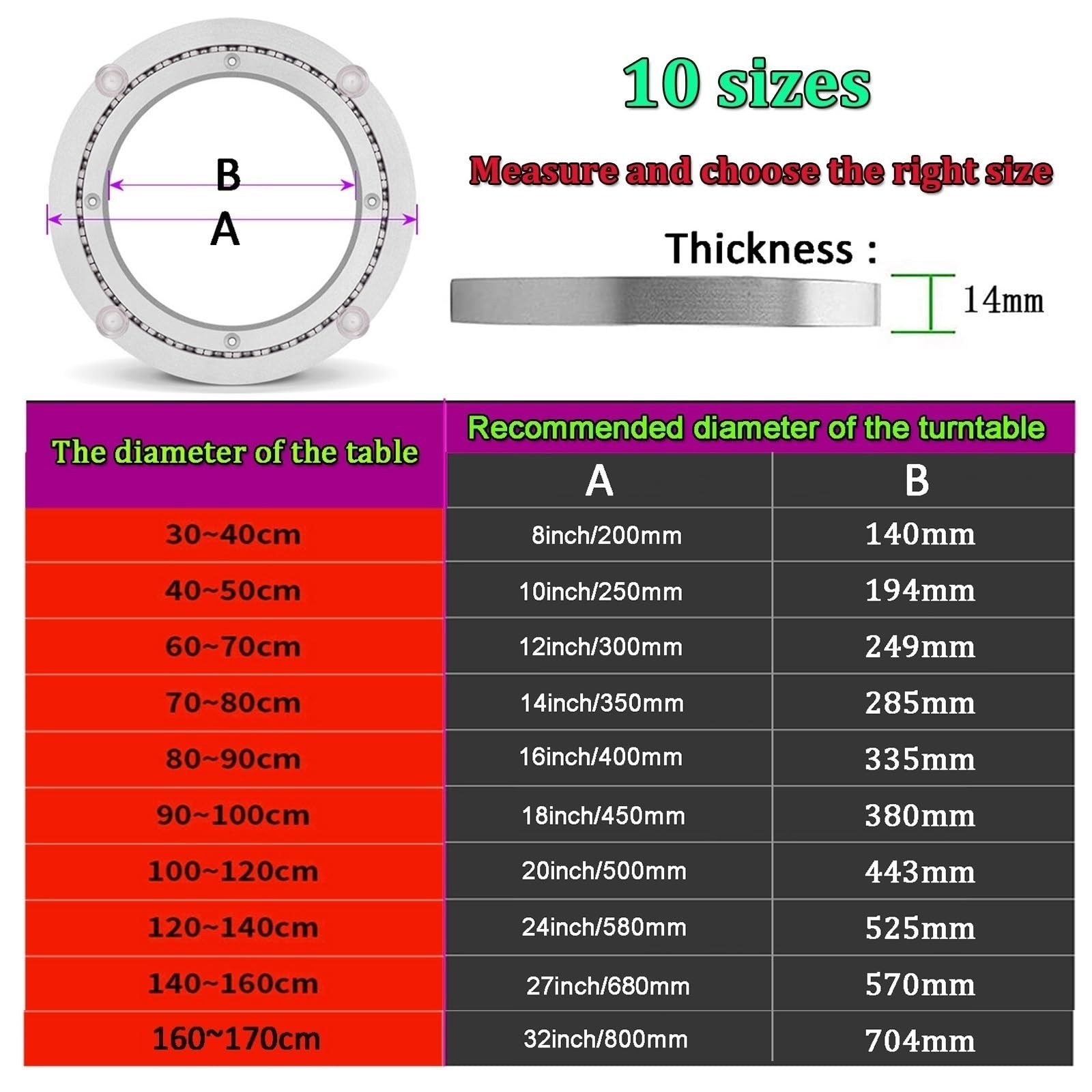 Plateau tournant Lazy Susan, plateau tournant, plateau tournant, plateau tournant, plateau tournant, 20-30-50 cm (250 mm)