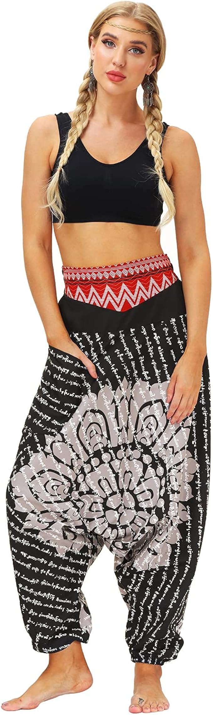 Donna Pantaloni Harem Boho Pantalone Casuale Taglie Forti Sciolto Gamba  Hippy Pantaloni Spiaggia Etnici Stampa per Danza Yoga Pilates (Stile 2) :  Amazon.it: Abbigliamento