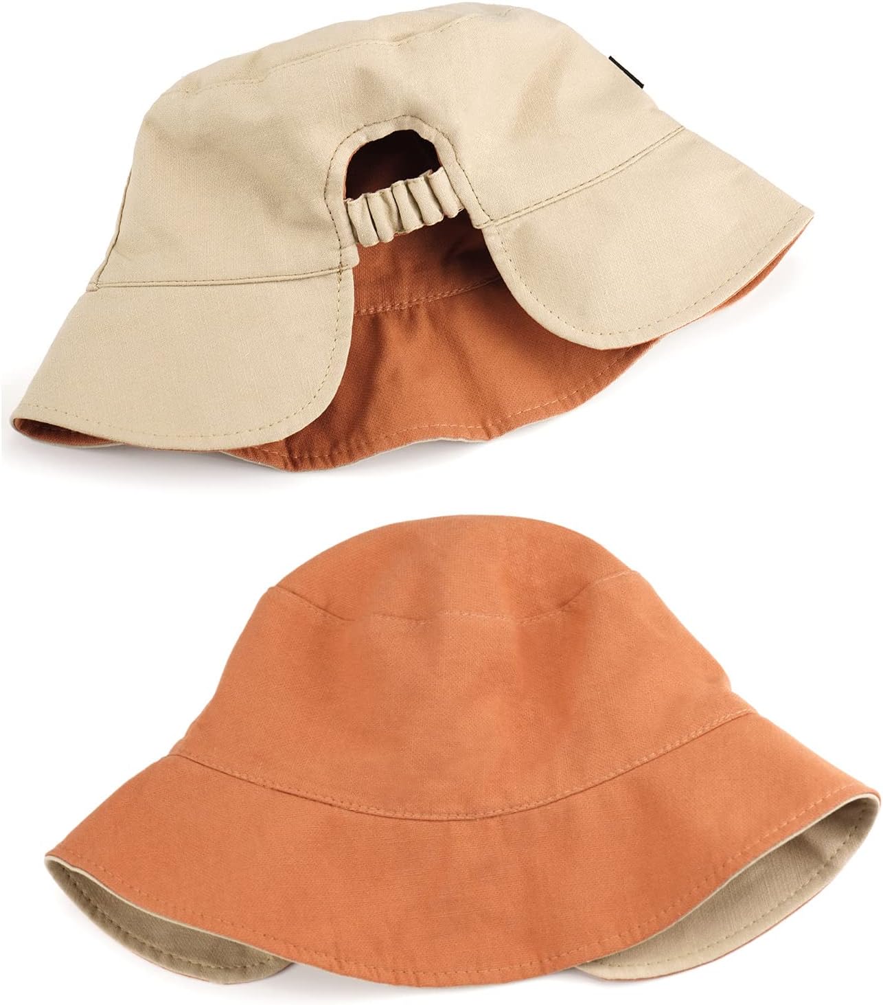 Ponytail Sun Bucket Hats for Women Beach Cap Fisherman Hat