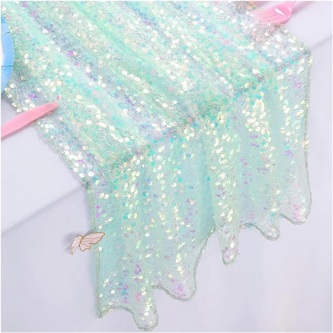 Iridescent Sequin Table Runner 11.8"x108" Sparkle Decorative Table Runner for Birthday Anniversary Wedding Dining Table Decoration, Green