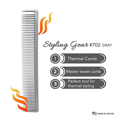 Miniatura 6 de Styling Gear Peine de dientes anchos resistente al calor, peineta para peluquería y estilista, sin estática, para alisar el cabello, peine para