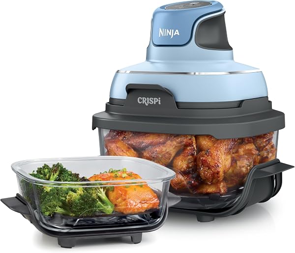 Ninja Crispi 4-in-1 Glass Air Fryer | 450°F | Non-Toxic | 4QT & 6-Cup Glass Containers w/Lids | Microwave, Freezer, Dis