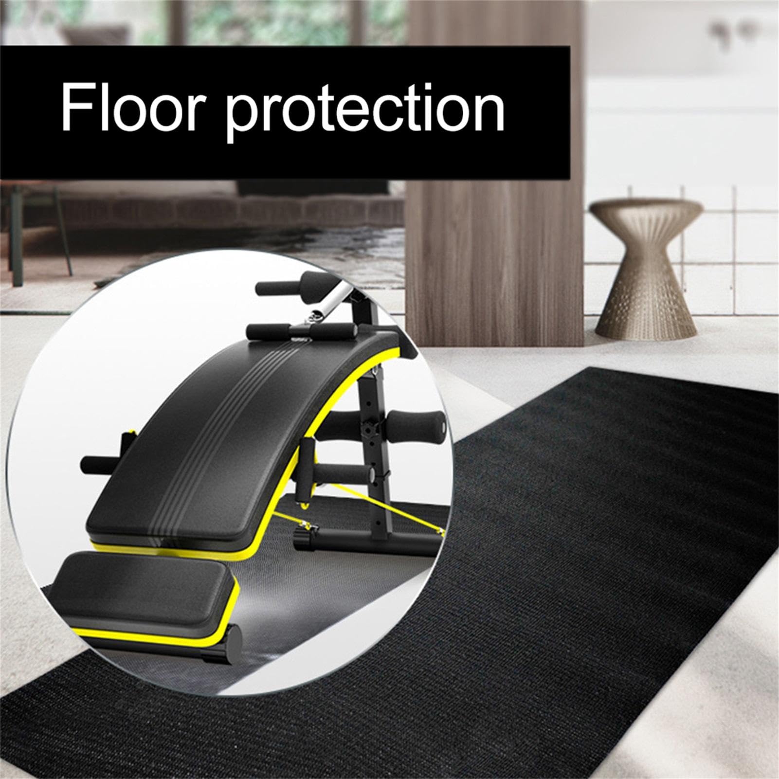 Generic Alfombrilla para cinta de correr, antideslizante, equipo de ejercicio en casa, negro, 120 x 60 cm, 4 mm de grosor, para suelos de madera dura, correr