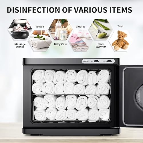 Miniatura 17 de Calentador de toallas calientes, gabinete profesional de gran capacidad de 23 litros, calentadores de toallas de spa 2 en 1 para tratamientos