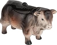 Creative Co-Op Vintage Ceramic Cow Cookie Jar - Black Brown Farmhouse Kitchen Storage for Cookies Tea Bags 12.75" Tall