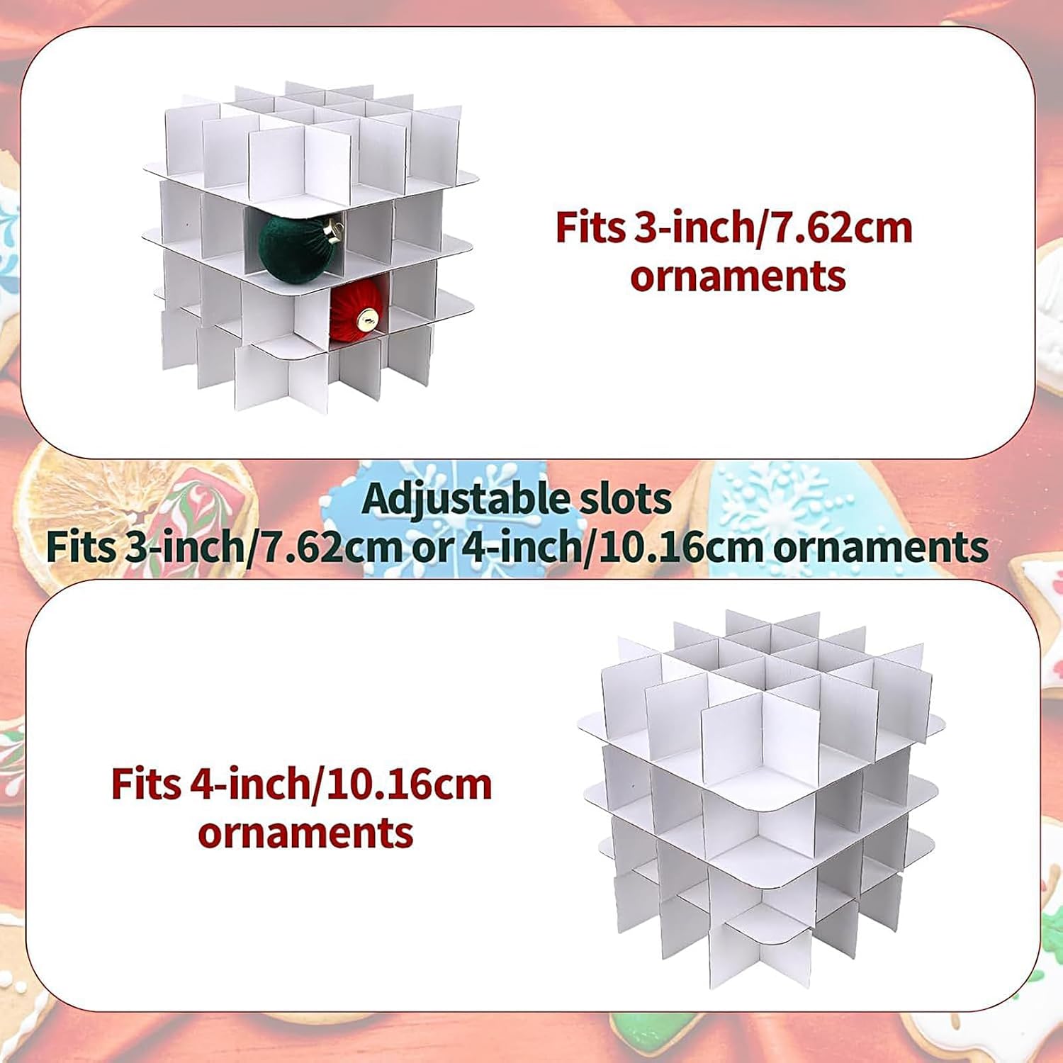 Ornament Organizer Storage Box, 64-Grids Foldable Bag with Divider, Christmas Tree Ball Ornament Storage Box, for Under Bed Cabinet Home Basement Apartment Bedroom Garage Attic