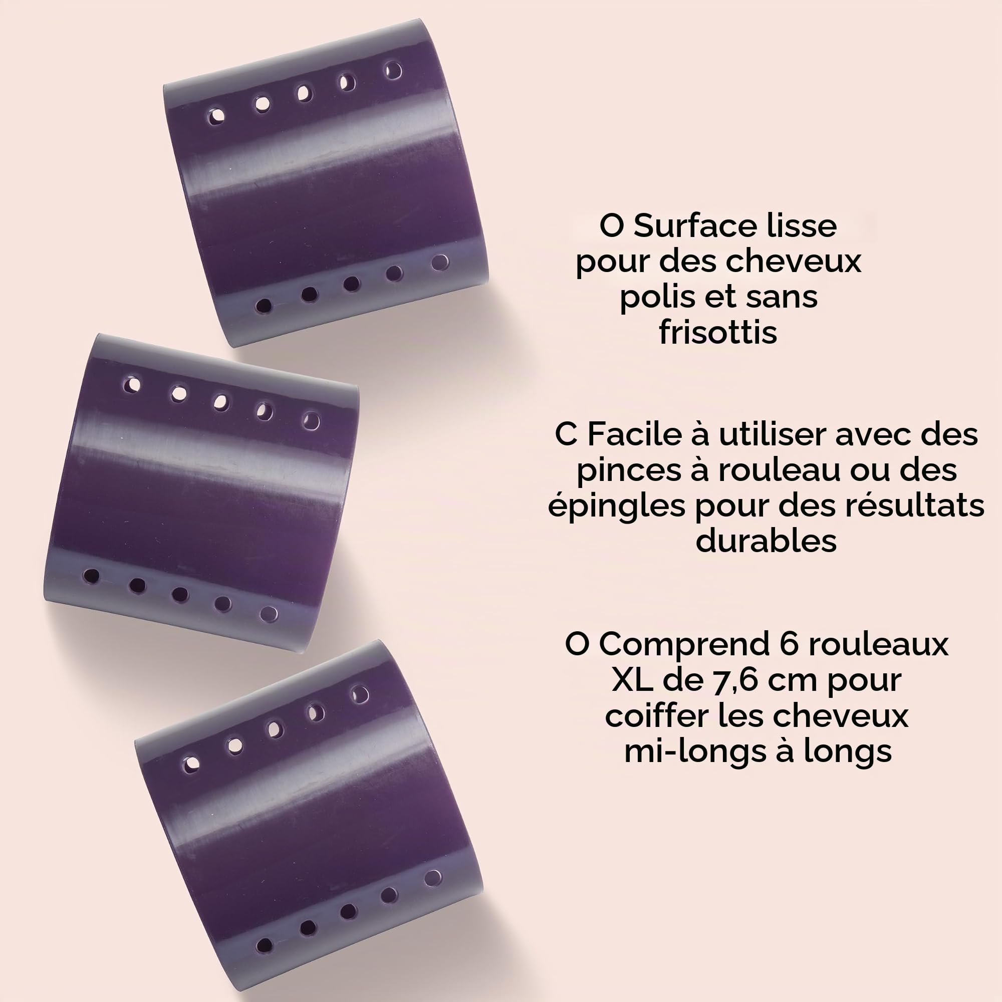 Diane Bigoudis "magnétiques" 76 mm Violet 6/paquet (Lot de 12)