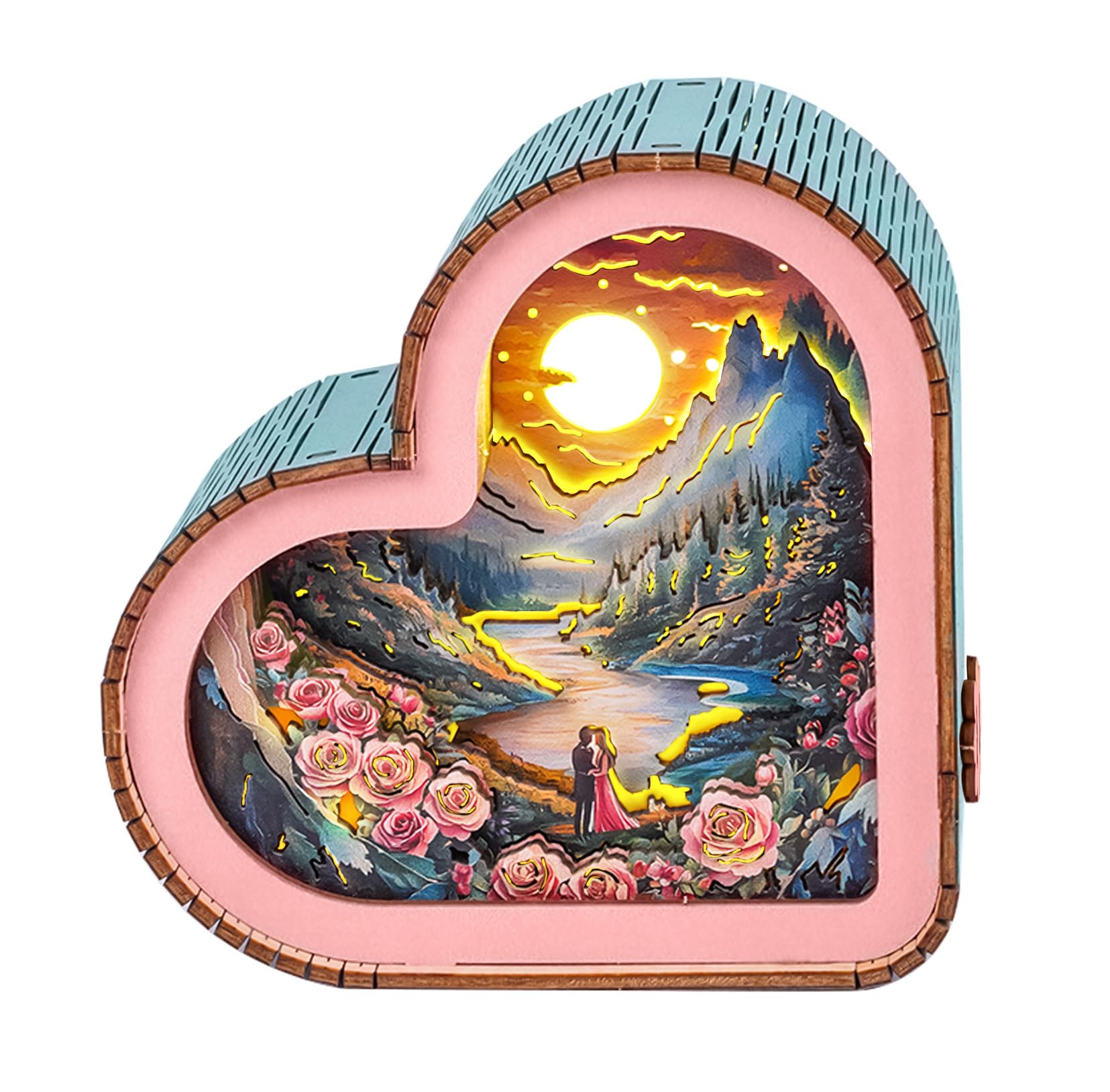 WOODBESTS Wooden Puzzles 3D Nightlight(Sweet Love) DIY Wooden Puzzles for Adults-3D Wooden Puzzle Night Light for Teens-Exquisite Desk Decor for DIY