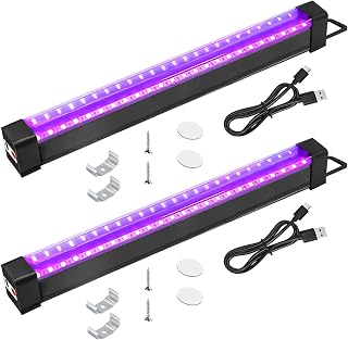 2 Stück USB UV LED Schwarzlicht Lamp: Tragbar Wiederaufladbar Schwarzlicht Röhre, Dreistufig dimmbar 395NM LED Bar, für Nachtkunst und Dekoration Halloween