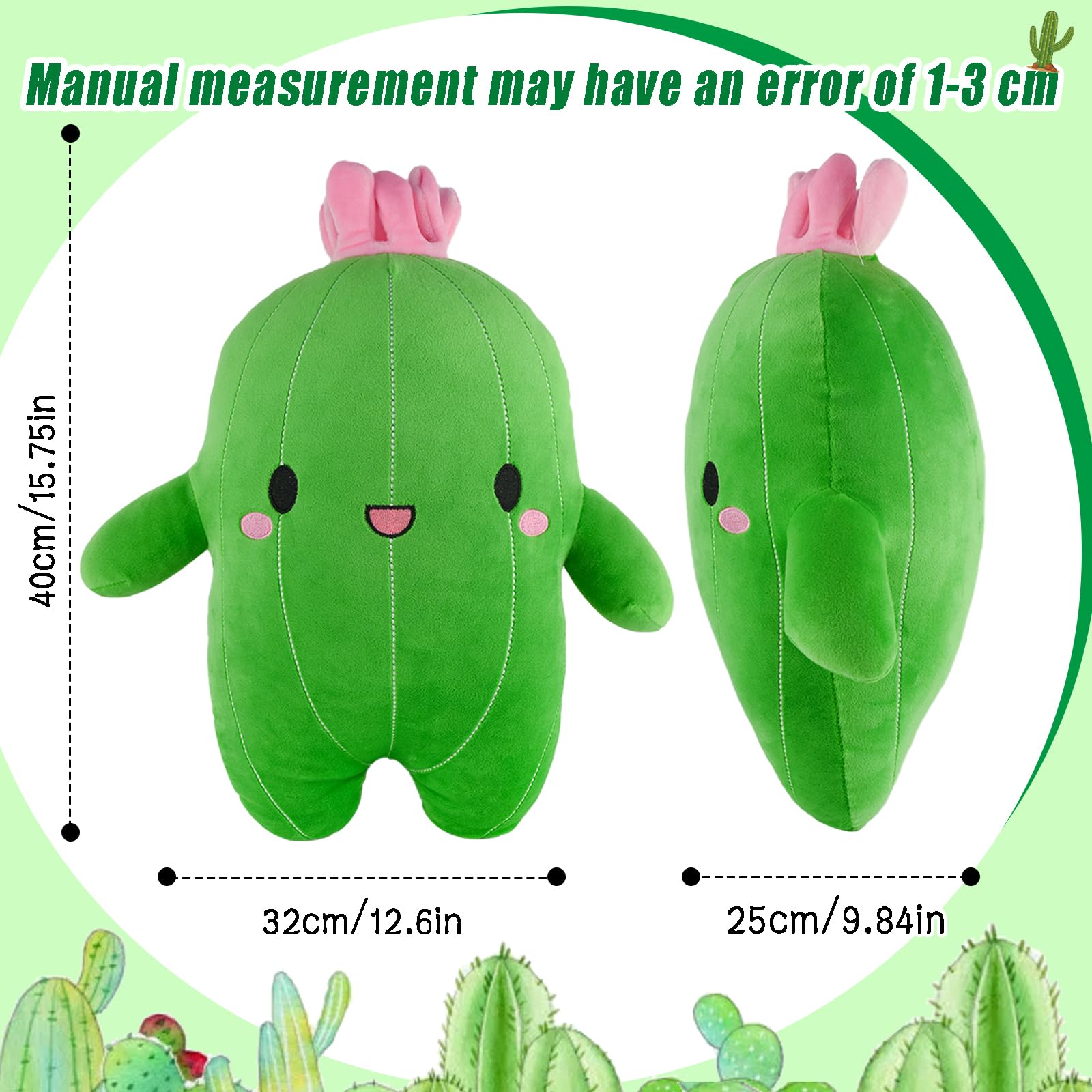 Kikuo - Peluche Cactus Kawaii 40 Cm - Simulation Hyper Douce - Câlin, Décoration, Sommeil - Cadeau Unisexe