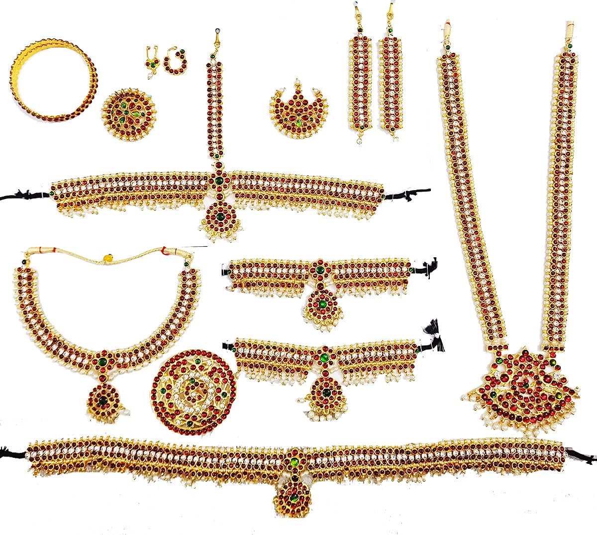Sponsored Ad - Elite Trade Red And White Kempu Stone Bharatnatyam/Classical Dance Jewelry Set For Women