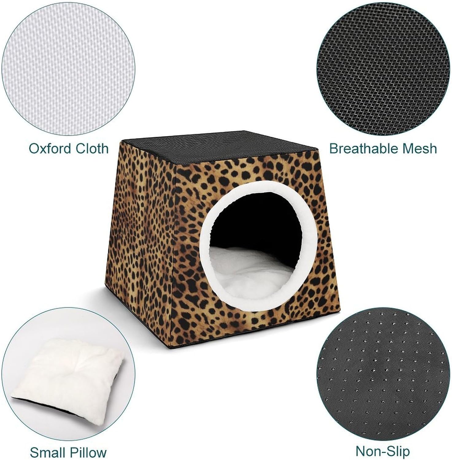 Stylish and Durable Small Pet Beds, Leopard Animal Print Printing and Pet Tents are Perfect for Pet Play