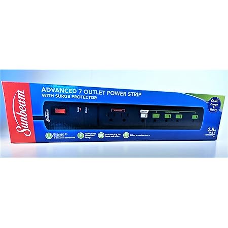 Sunbeam Advance 7 Outlet Power Strips with Surge Protector