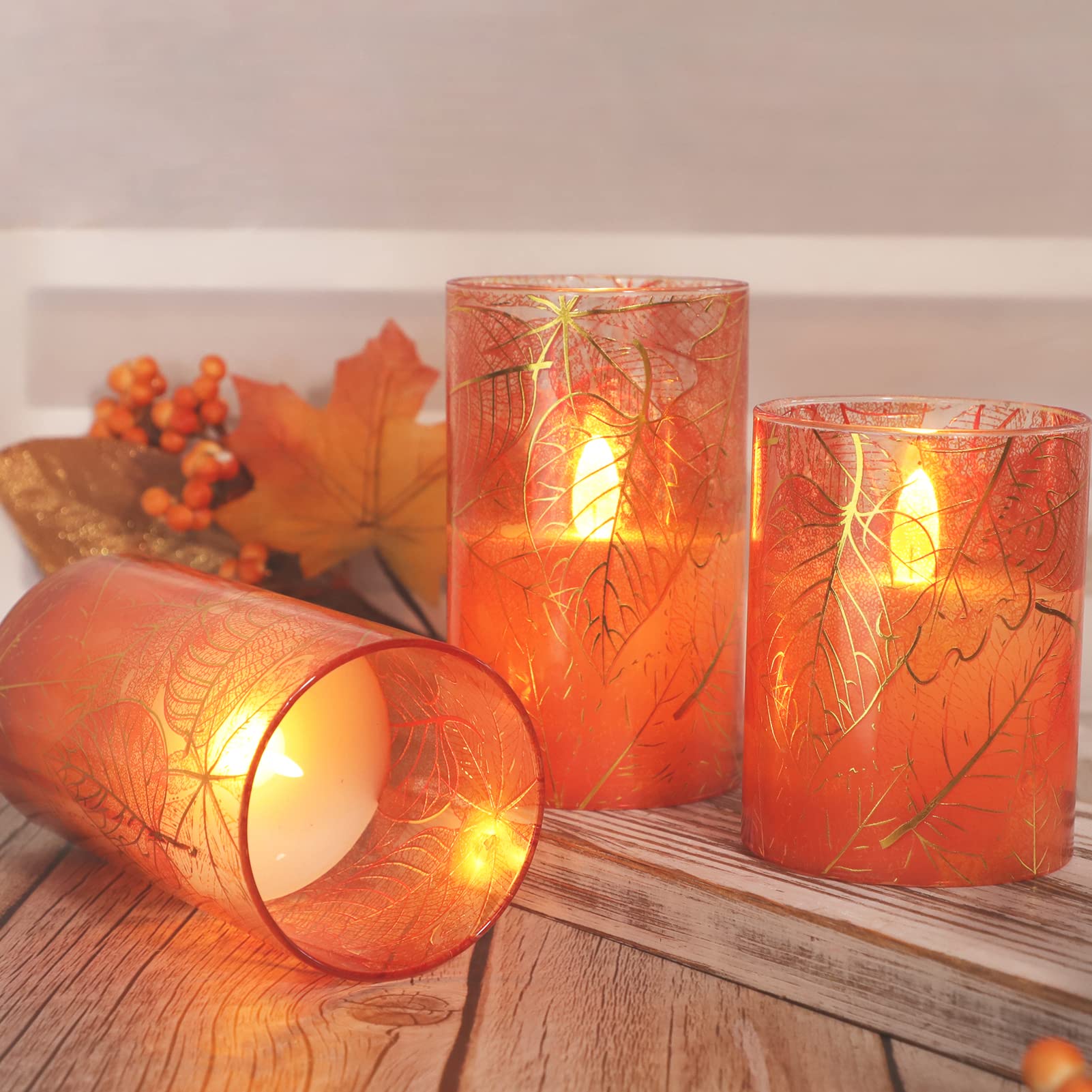 Candele senza fiamma con foglie tremolanti, a LED, a batteria, con telecomando, in vera cera, con timer, per decorazioni di odiday e stanze