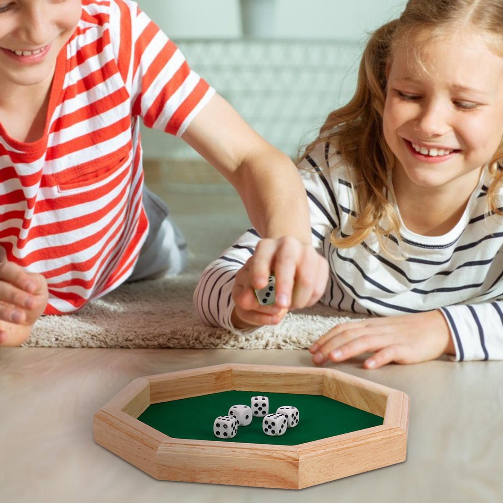 Achteckiges Würfelbrett – Spielmatte aus Holz, tragbare Würfelbox, Tischflächen | Reise-Familientreffen Zubehör, Urlaubsgesellschaftsspielwerkzeug für Thanksgiving, Enf