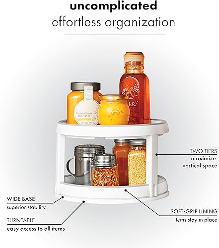 Miniatura 5 de madesmart Tocadiscos clásicos individuales de 10 pulgadas, color blanco, colección clásica, organizador de cocina, fácil de girar, forro