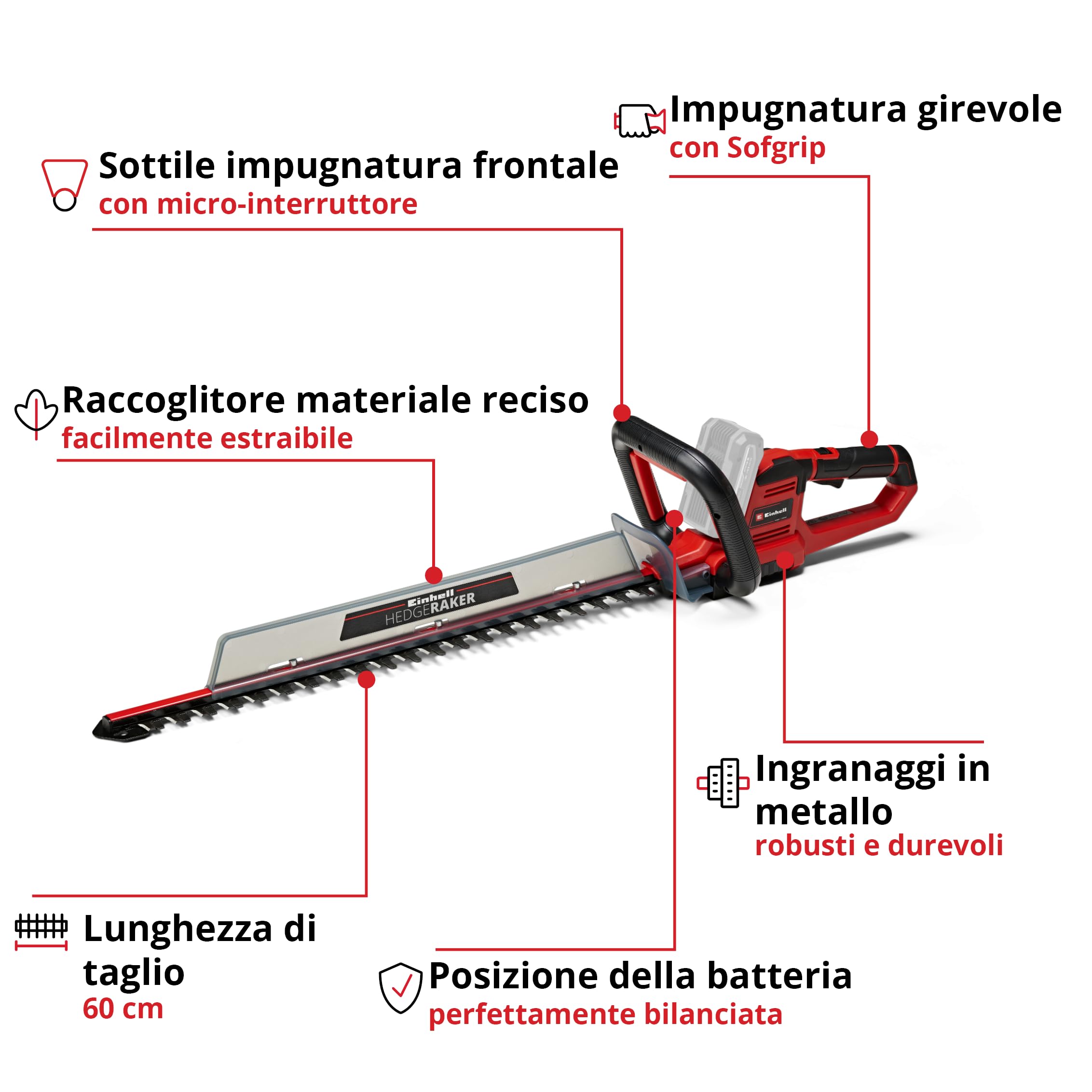 Einhell 3410930 Tagliasiepi A Batteria, Arancione