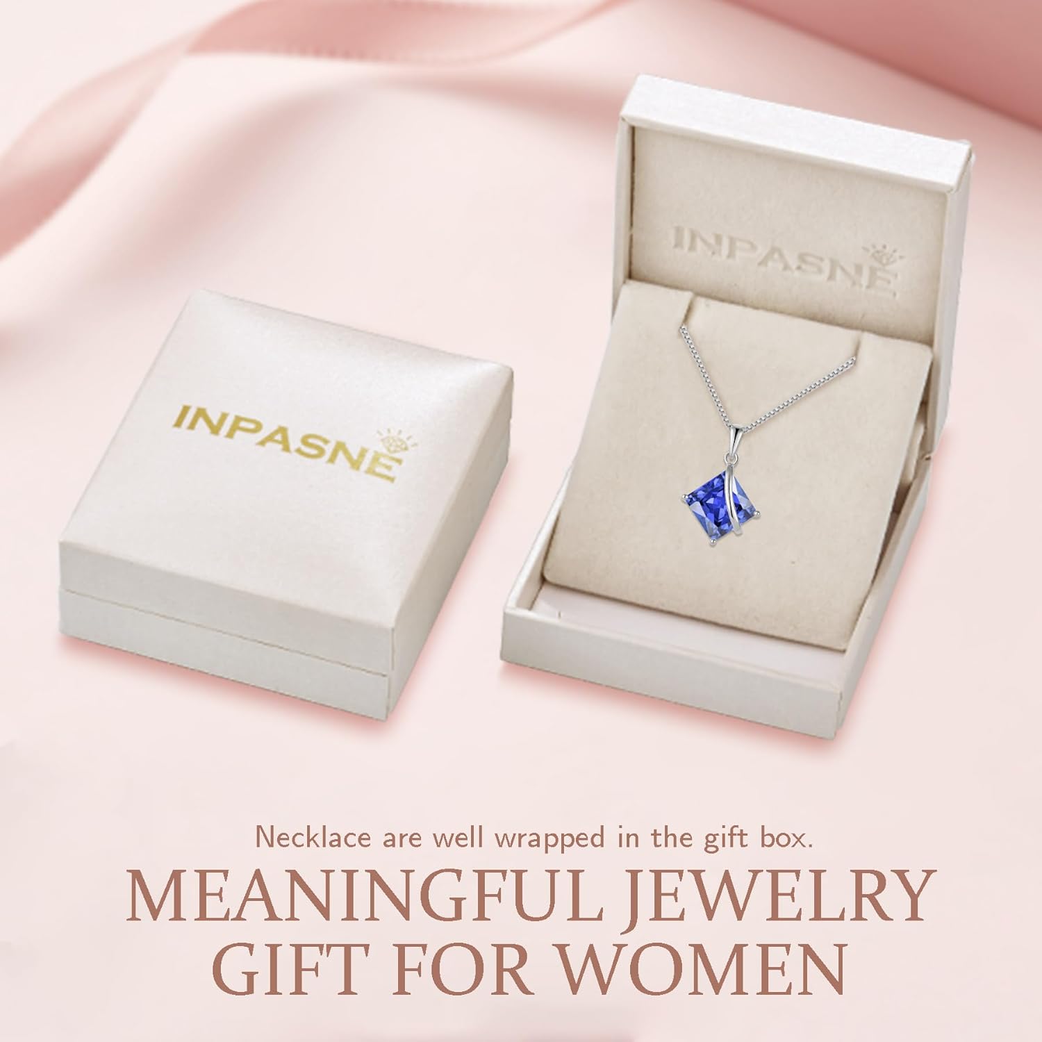 Square Princess Cut Necklace 925 Sterling Silver Solitaire Pendant Necklace Birthstone Jewelry Gifts for Women - Image 6