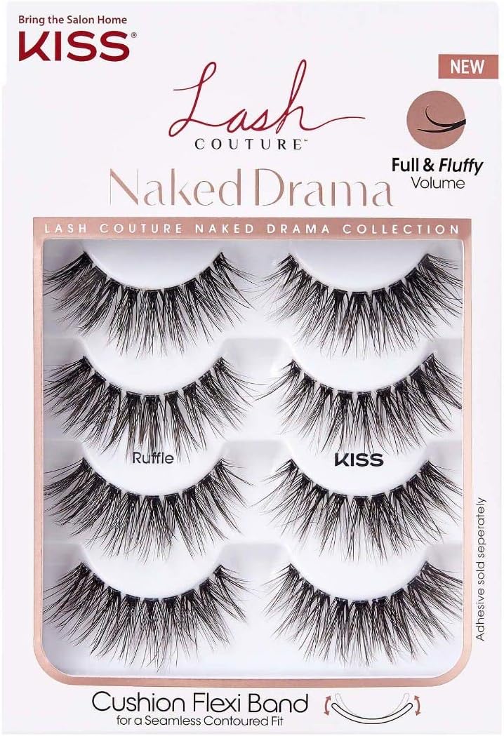 KISS Lash Couture Naked Drama Collection Multipack, Full & Fluffy Volume 3D Faux Mink False Eyelashes