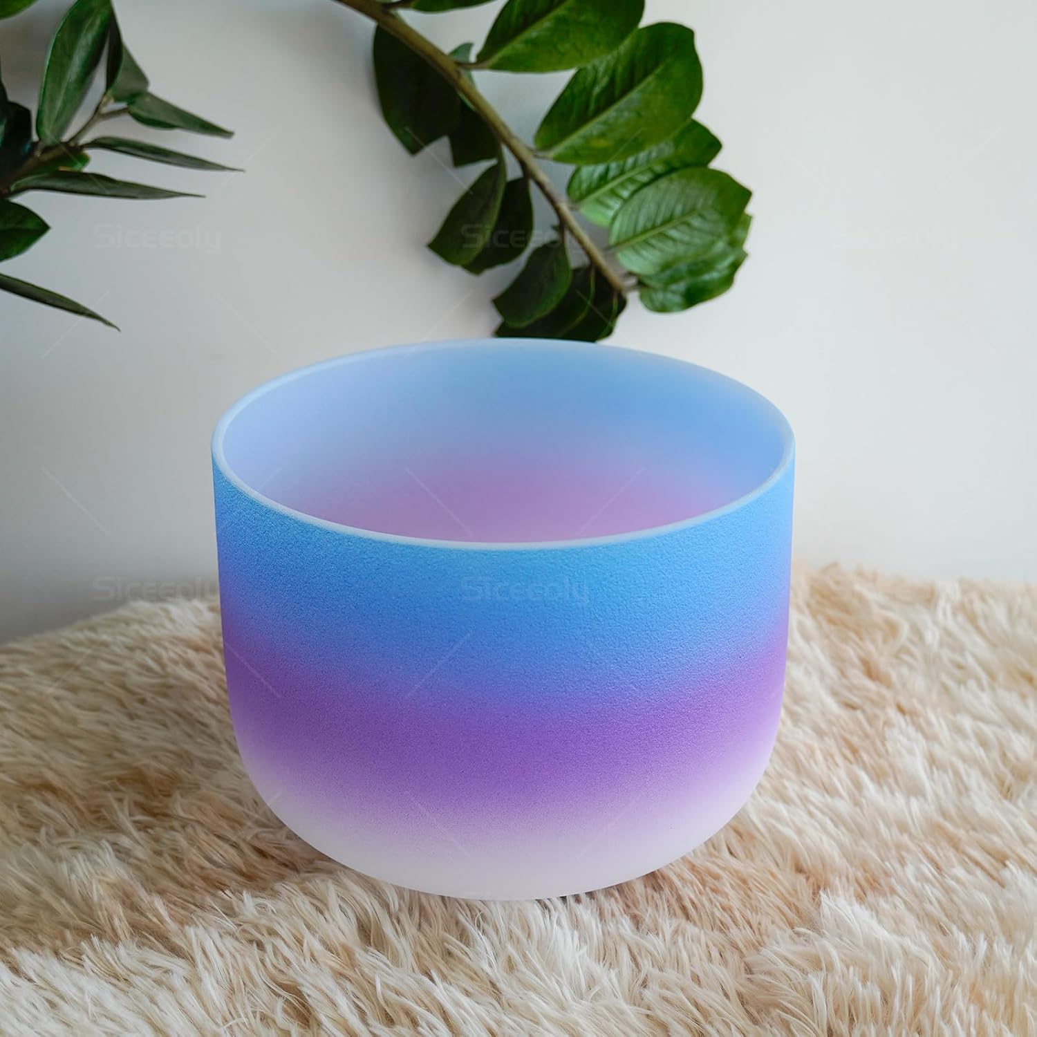 8 inch A Note 432HZ Blue Purple White 3 Color Crystal Singing Bowl Frosted Quartz Heart Chakra Meditation Sound Healing with Suede Striker O-ring