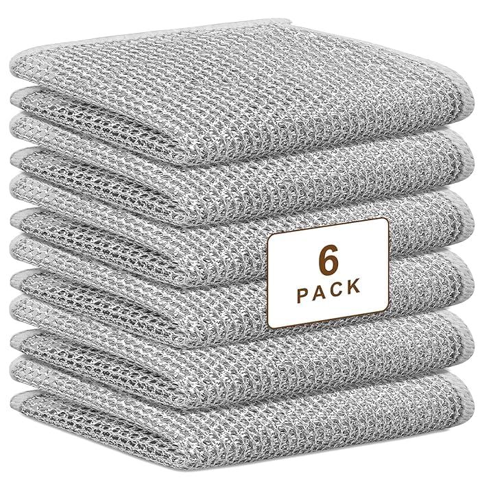 FASHRAMP Wire Dishwashing Rag, 6 Pcs Non Scratch Wire Dishcloth Scrubbing Wire Cleaning Rags, Multipurpose Wire Dishwashing Rags for Wet and Dry for Household Supplies, Kitchen, Dishes, Pots, Metal (B0D94H9T6C) Amazon Price History, Amazon Price Tracker