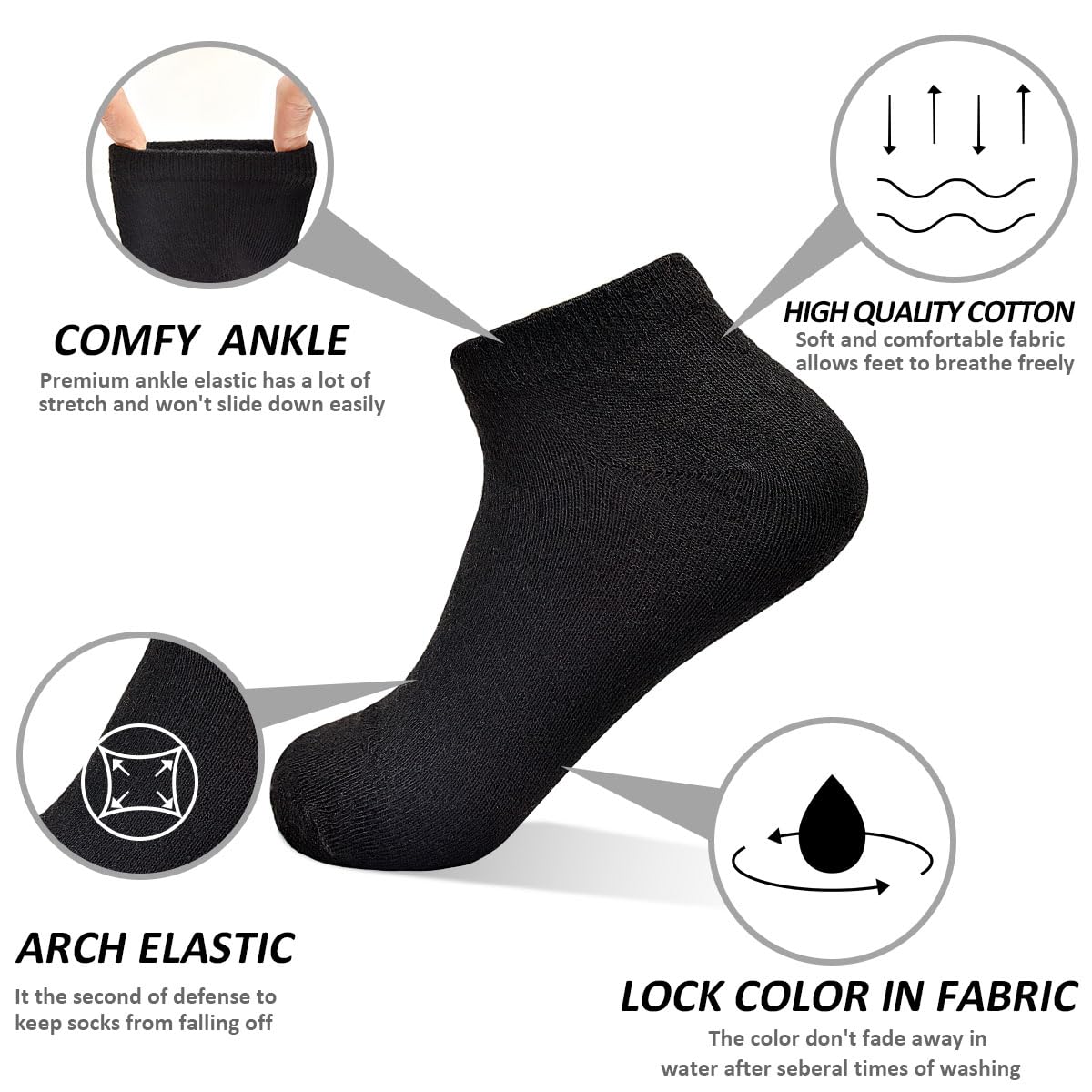 Calcetines para niños pequeños, 20 pares de calcetines de tobillo transpirables de corte bajo para niños y niñas de 0 a 13 años