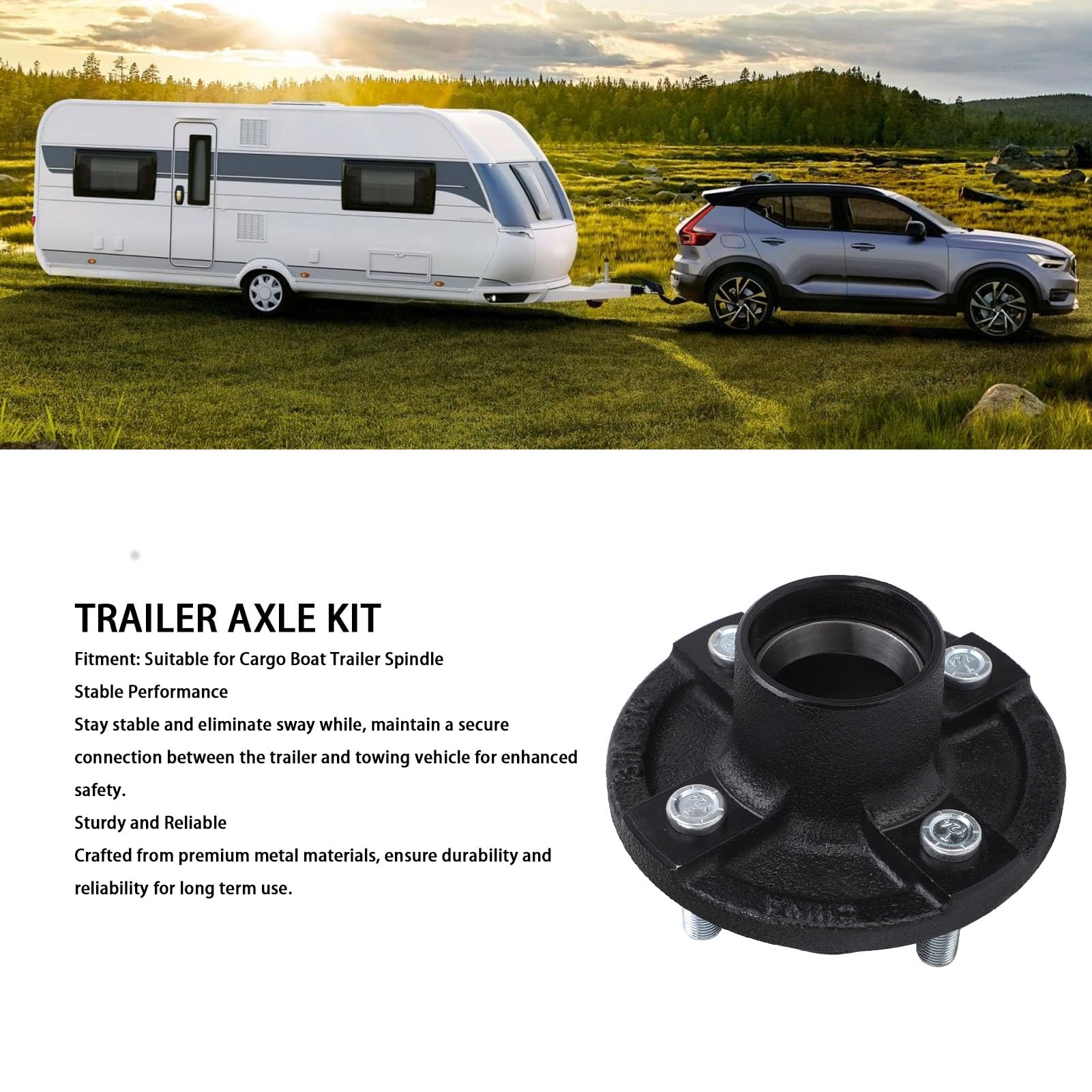 Lybunair 2000lbs Trailer Axle Kit with Enhanced Secured and High Load Bearing, 4 On 4in Screw Idler Hub, Round Bt8 Spindle for Cargo and Boat Trailers