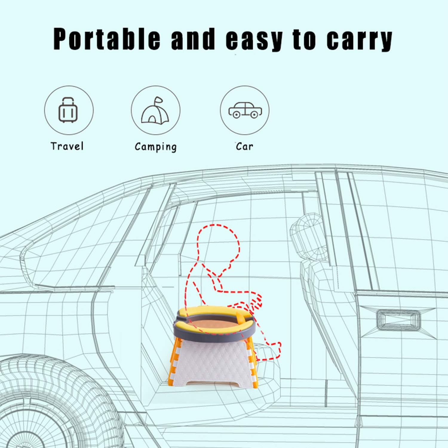 Portable Travel Potty, Upgrade Travel Toilet for Toddler Kids, 2 in 1 Training Seat Soft Cushion Foldable Chair (White) : Baby