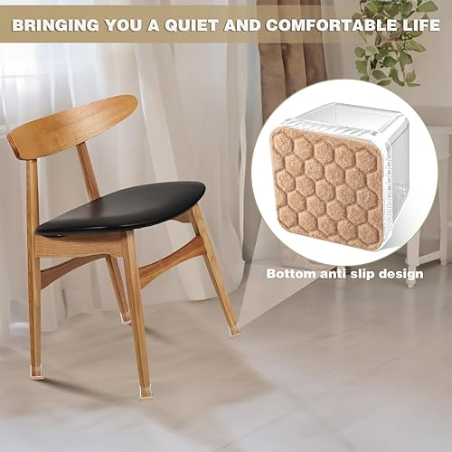Miniatura 6 de 16 protectores cuadrados de suelo para patas de silla, tapas de silicona para patas de silla, protectores de suelo con fieltro, protectores de patas