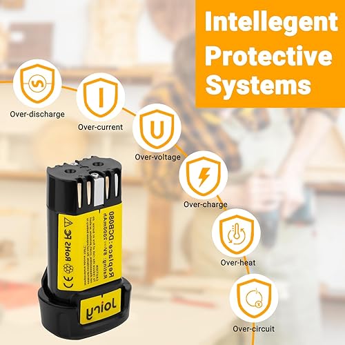 Miniatura 6 de Joiry Paquete de 2 baterías de 8 V para DEWALT 2000mAh Li-ion de repuesto DCB080 DW4390 DCF680N1 DCF680N2 DCF680G2 (2 paquetes)