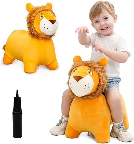 Vista 10 de EVERICH TOY Caballos hinchables de unicornio inflable de peluche para saltar animales de tolva rebotadora para niños pequeños, animales inflables