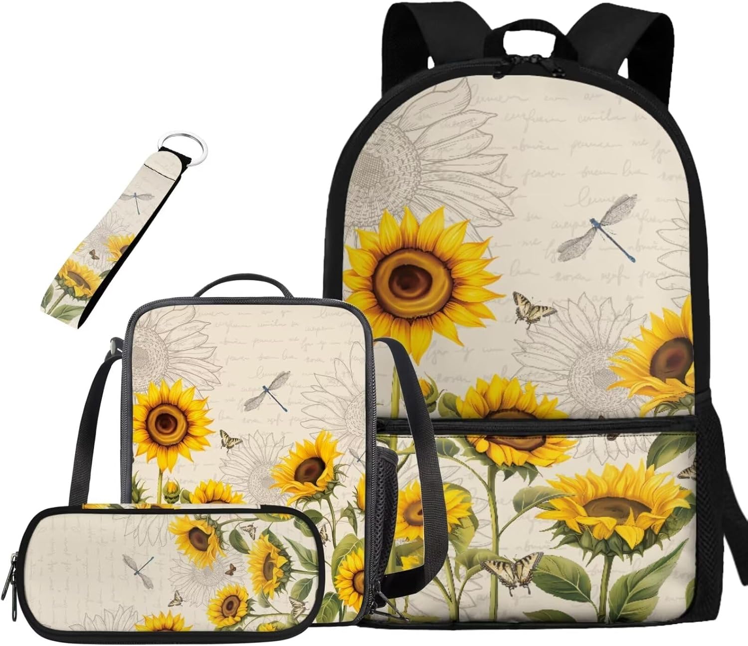 Dreamy Butterfly School Backpack for Girls 8-10, Boys Backpack with Shoulder Strap 4pcs Kids Backpacks for Boys Elementary Middle School Bag Bookbag Outdoor Travel Back Pack