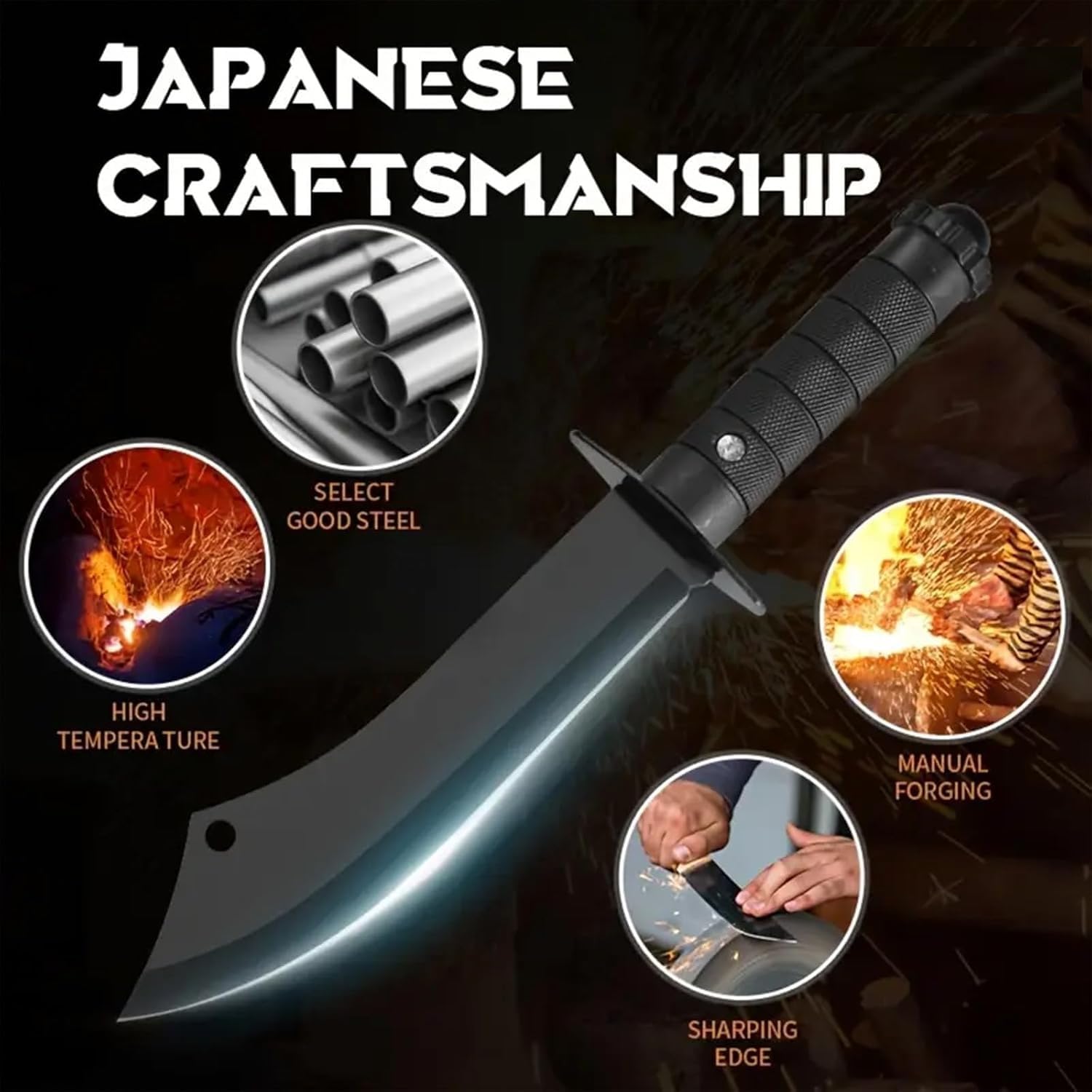 SIXSIGMA® Stainless Steel Kitchen Knife/Utility Knives for Kitchen – Heavy Duty for Chopping, Butcher Knife for Restaurant & Outdoor Cooking Use Ideal for Portable, Travel Use (Black, Pack 1) — Amazon image 2