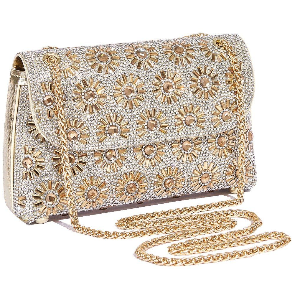 Pochette de mariage dorée pour un rendez-vous galant
