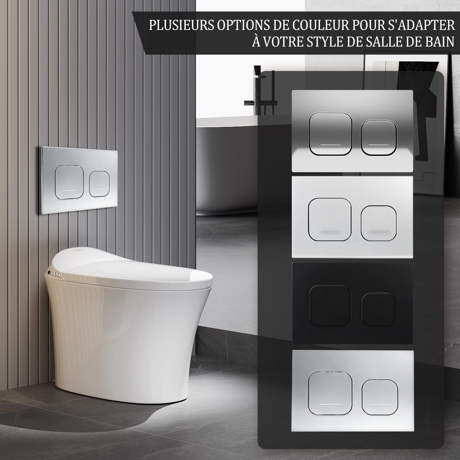 Plaque de Chasse de Remplacement WC compatible avec la série Geberit Sigma UP300 et UP320, Double Chasse 245×164 mm,115770115 | Mat (gris argenté)